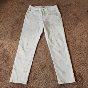 Seven 7 Woman's White Jeans Embroidered casual dress up 90's